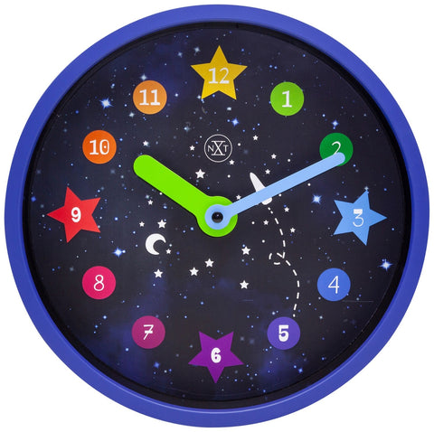 Nextime Apollo Round Wall Clock With Starry Sky Print And Colourful Hands Wall Clocks