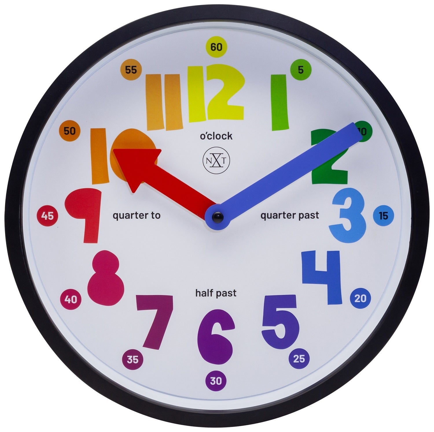 26Cm Sophia Wall Clock With Multicoloured Numbers Wall Clocks