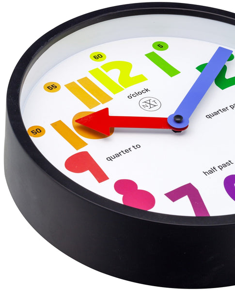 26Cm Sophia Wall Clock With Multicoloured Numbers Wall Clocks