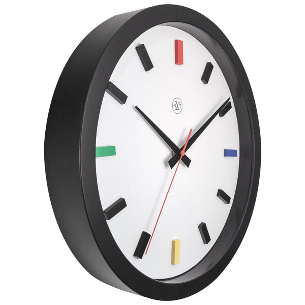 Nextime Mix Silent Wall Clock With Bold Black Case And Colourful Index 36 Centimetres Wall Clocks
