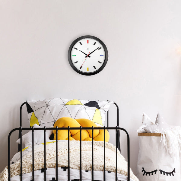 Nextime Mix Silent Wall Clock With Bold Black Case And Colourful Index 36 Centimetres Wall Clocks