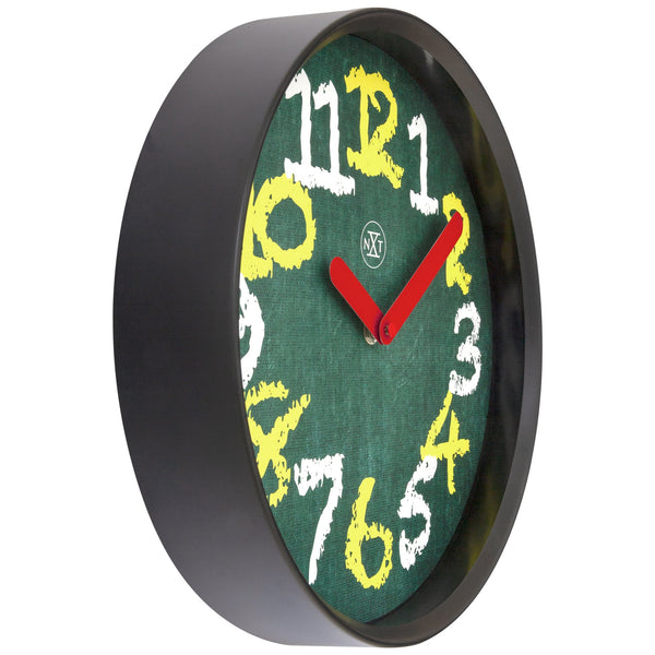 Nextime Chalkboard Wall Clock Thirty Centimetres Green For Indoor Use Wall Clocks