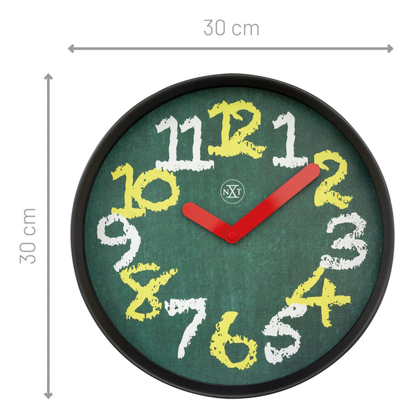 Nextime Chalkboard Wall Clock Thirty Centimetres Green For Indoor Use Wall Clocks