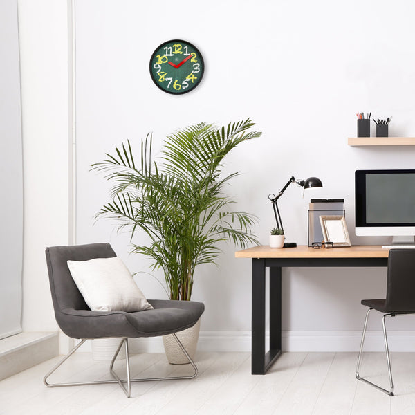 Nextime Chalkboard Wall Clock Thirty Centimetres Green For Indoor Use Wall Clocks