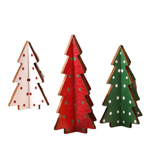 Christmas Decorations Tree Shaped Wooden Crafts Ornaments Seasonal Decorations