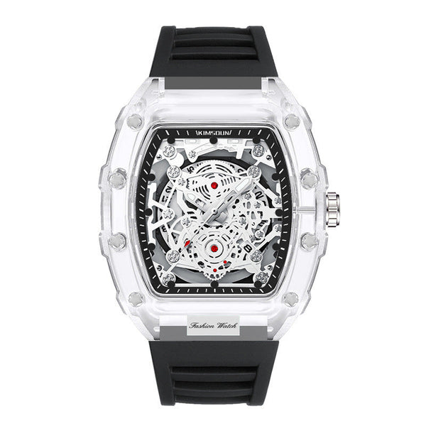 Cross Border Watch Unique Barrel Shaped Quartz Fashion Transparent Men's Waterproof Wristwatch Watches