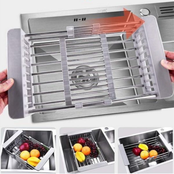 Kitchen Sink Drain Basket Stainless Steel Anticorrosion Flexible Large Capacity Sink Organisers