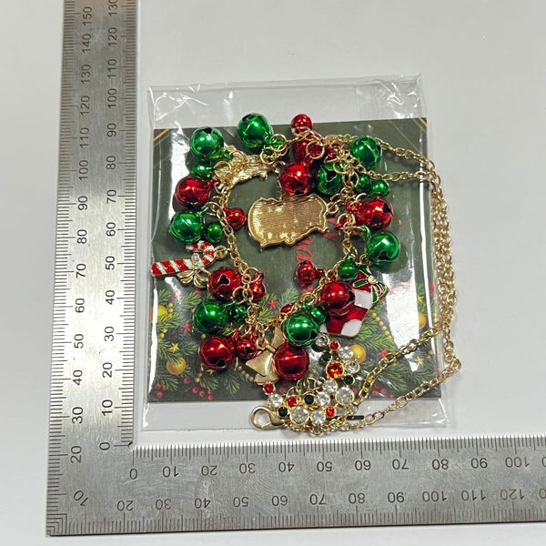 Christmas Themed Necklace For Women Santa Claus Wreath Rhinestone Pendant Bell And Tree Sweater Chain Necklaces & Pendants