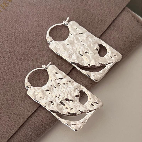 Veile Studios Ripple Texture Pleated Water Drop Zircon Tassel Gold Plated Jewelry Earrings