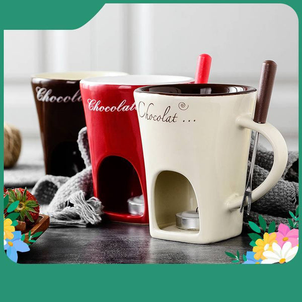 Fondue Mug Set Personal Mini Pots Chocolate Cheese Ice Cream Maker Kit Other Kitchen Gadgets