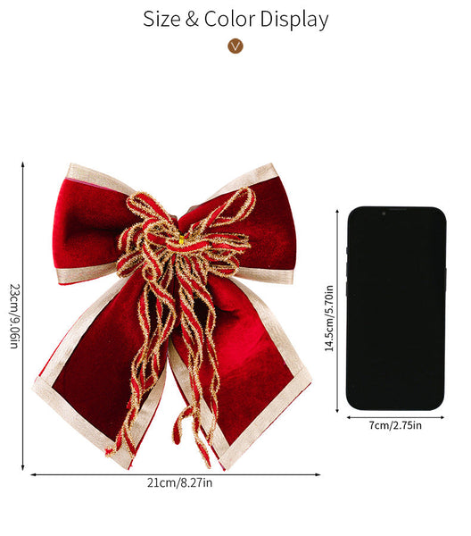 Christmas Decoration Luxurious Velvet Bow Flocked Large Red Seasonal Decorations