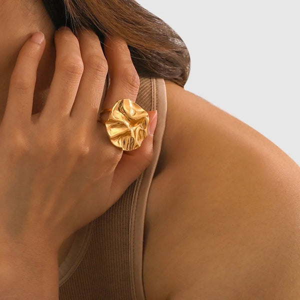 18K Gold Plated Irregular Open Ring Rings