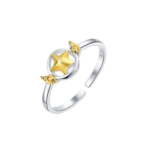 Light Luxury Star Ring Cute Female Open Mouth Rings