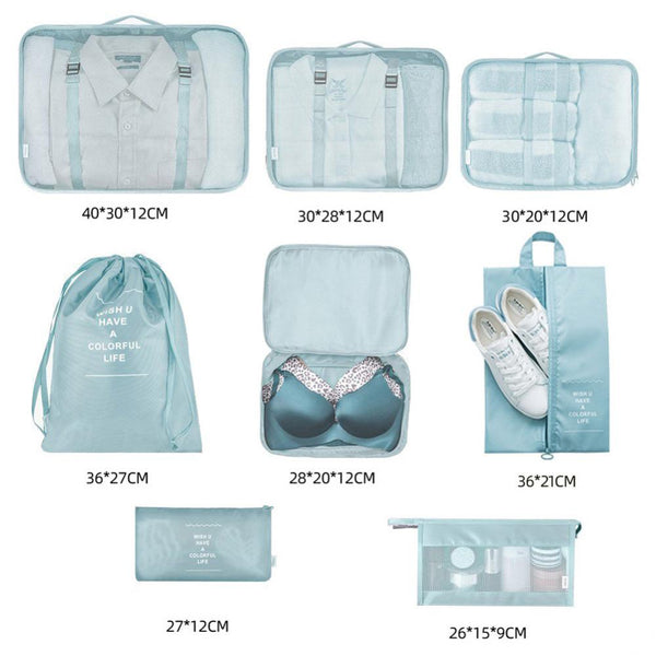 8 Piece Set Luggage Divider Bag Travel Storage Clothes Underwear Shoes Organizer Packing Organisers