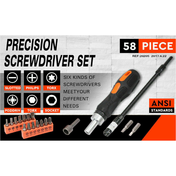 Horusdy 58Pc Ratchet Screwdriver Bits Set Nut Driver Setter Hex Torx Key Phillips Slot Screwdrivers & Nutdrivers