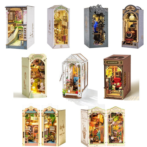 Robotime Rolife Diy Book Nook Kit Bookend Stand Bookshelf Insert 3D Puzzles
