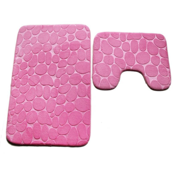 Pebbles Bath Mat Set Bathroom Square Shaped U Non Slip Floor Mats Bath Mats Rugs & Toilet Covers
