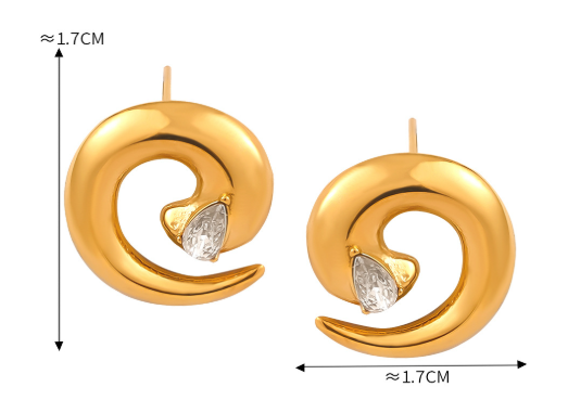 Titanium Steel Zircon Spiral Shape Earrings