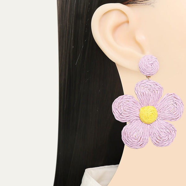 Veile Studios Grass Hemp Thread Handmade Flower Bohemian Beach Style Earrings