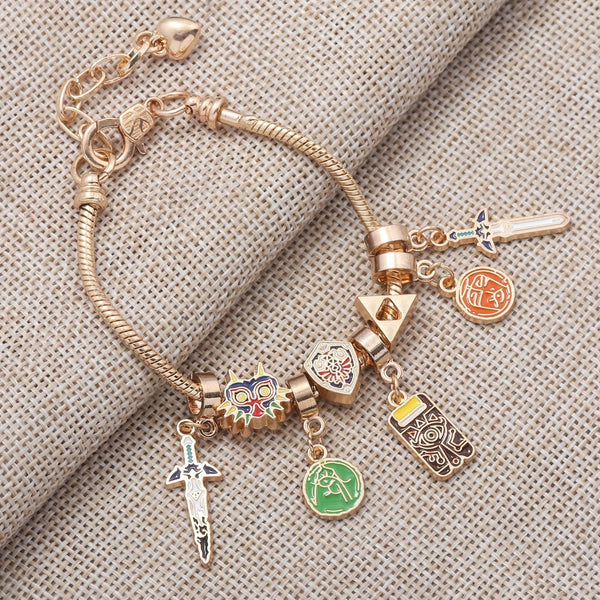 Legend Of Zelda Breath The Wild Bracelet Shika Stone Glasses Link Shield Master Sword Cartoon Diy Bracelets