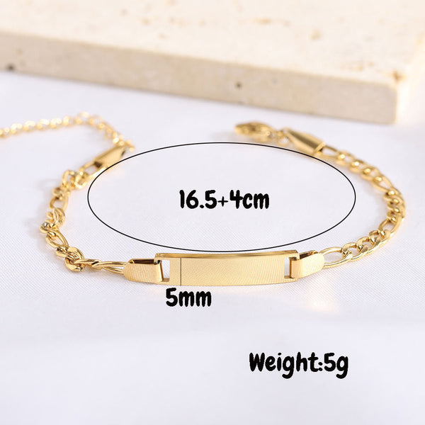 Customizable Children's Smooth Strip Stainless Steel Curved Bracelet With Adjustable 16+4Cm Bracelets