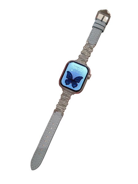 Irregular Rhinestone Embellished Leather Strap For Apple Watch 4/5/6/7/8/9/S10 Band Watch Bands