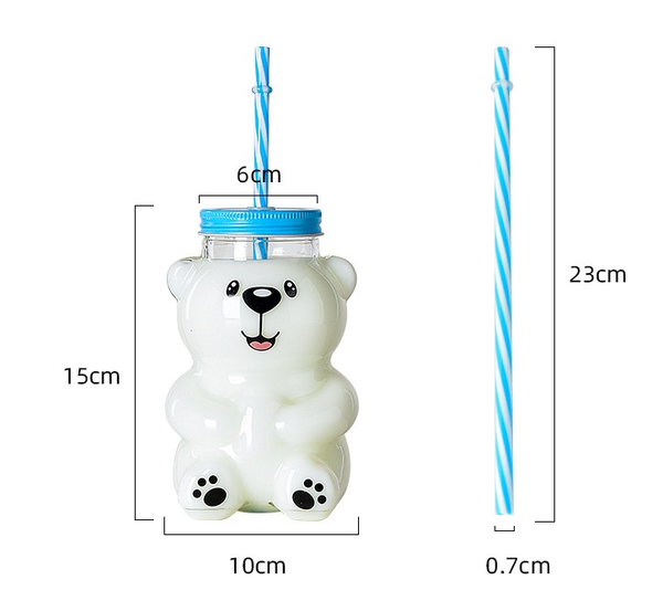 Bear Straw Cup With Lid Glass Cups & Saucers