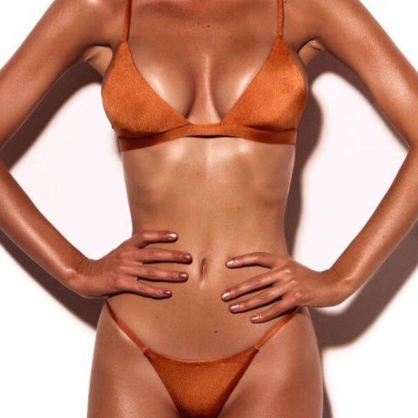 Fashionable And  Bikini New Women's Split Solid Color Swimsuit Swimwear