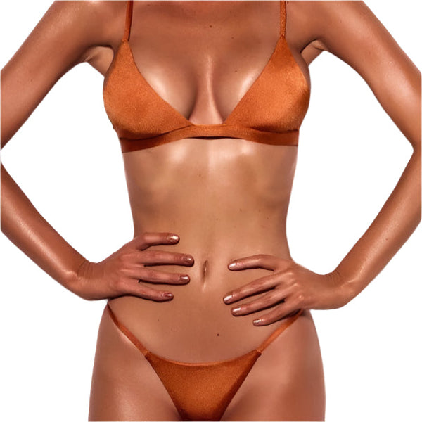 2 Piece Fashionable  Bikini Women Split Solid Color Swimsuit Swimwear