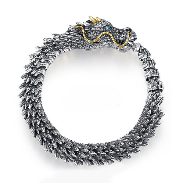 Veile Studios Celet Silver Plated Men's Dragon Design High End Accessory Bracelets
