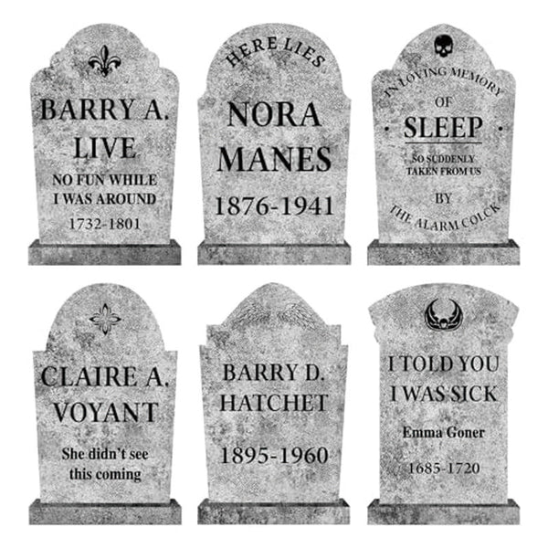 Halloween Outdoor Decor: Cemetery Tombstones Yard Signs With Stakes Realistic Scary Skulls Seasonal Decorations