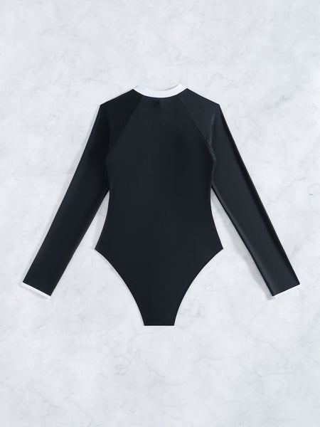 Women's Surfing Suit Long Sleeve One Piece Slimming Bikini Swimsuit Swimwear