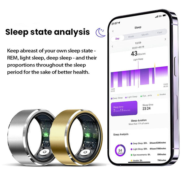 Veile Studios 2025 New! Xiaomi Smart Ring For Men & Women. Tracks Heart Rate Blood Oxygen Sleep. 5Atm Waterproof Fitness Tracker Rings