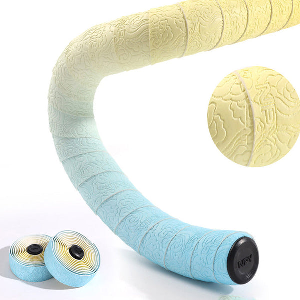 Road Bike Handlebar Tape: Double Pinyin Cloud Pattern Gradient Color Comfortable Shock Absorbing Breathable Handlebar Grips Tape & Pads