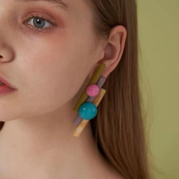 Veile Studios Pan Flute Contrast Colour Women Fashion Jewellery Dangle Earrings