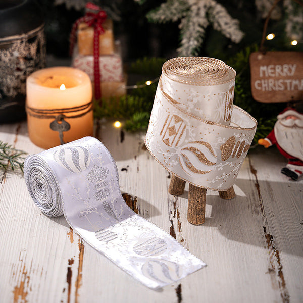 Christmas Tree Ribbon Roll Diy Decorative Bow Satin Silver Decoration Seasonal Decorations