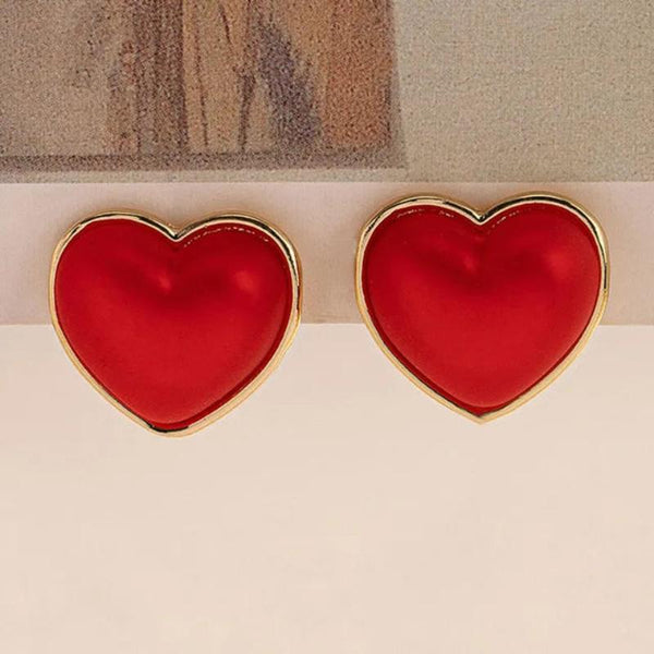 Veile Studios 3D Red Heart Shaped Love Personalized Jewelry For Special Occasions Earrings