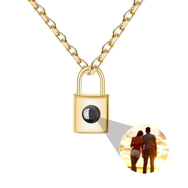 New Lock Head Projection Necklace For Women European And American Personality 100 Languages Graduation Customization Color Photos Necklaces & Pendants