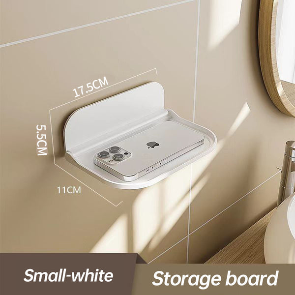 New Foldable Punch Free Wall Mounted Plastic Floating Shelf For Bathroom And Toilet Ideal Towel Clothes Storage Shelves