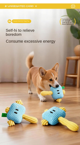 Dog Hammer Toy Self Entertainment Durable Chew Rope Knot With Sound For Small Dogs Golden Retriever Teddy Pet Supplies Dog Toys