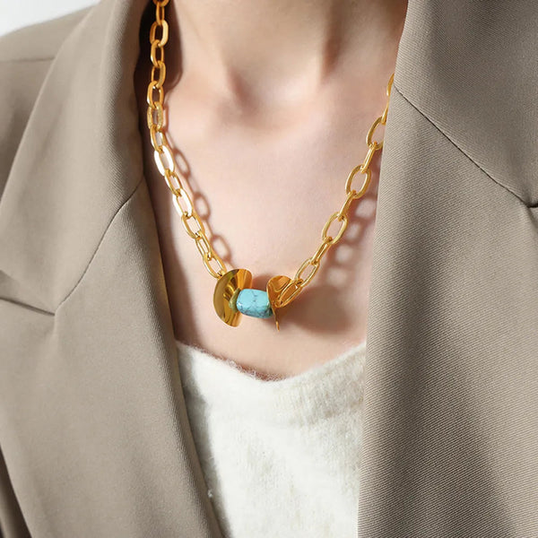 Natural Stone Pendant Titanium Steel Necklace Necklaces & Pendants