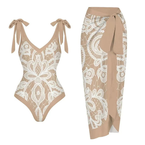 And American One Piece Gauze Skirt Swimsuit Sunscreen Set Skirts