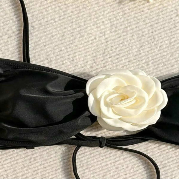 Floral Tie Strapless  Bikini Two Piece Swimsuit For Women Swimwear