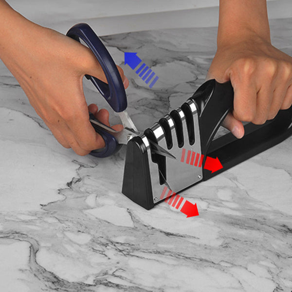 4 Stage Kitchen Knife Sharpener Multifunctional Portable Non Slip Base Gadget Sharpeners
