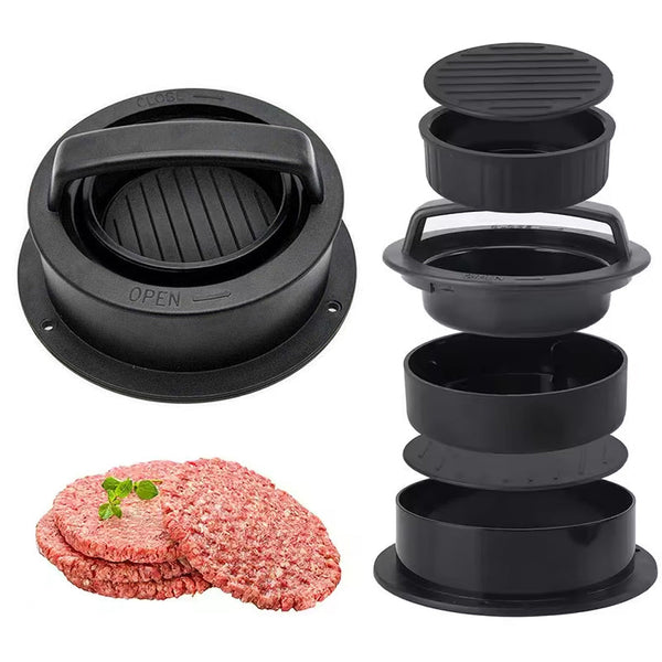 3 In 1 Manual Kitchen Gadget: Hamburger Patty Round Beef Burger & Meatball Press. Burger Presses