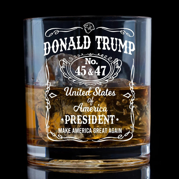 Transparent Whiskey Glass Round Straight Mouth Household Wine Beer Cup Bar Tumbler Kitchen Utensil Trump Print Wine & Champagne Glasses