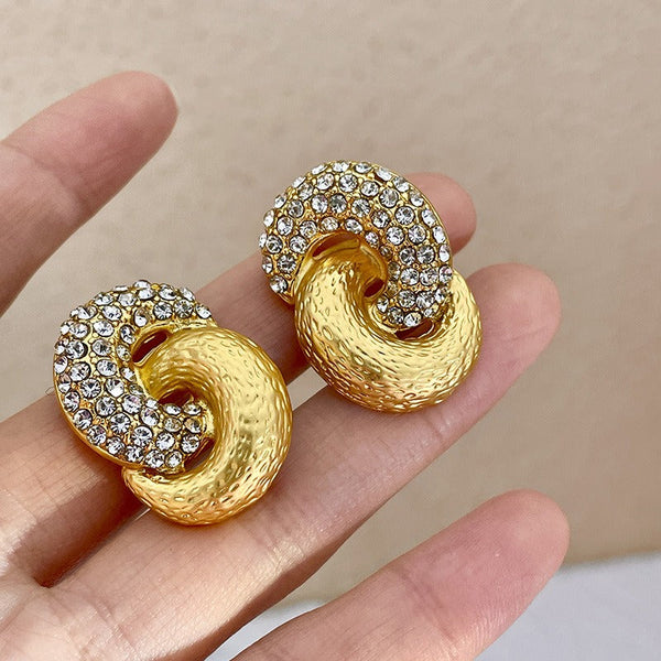Veile Studios Sparkling Diamond Gold Entangled Knot Jewelry New Fashion Accessories Earrings