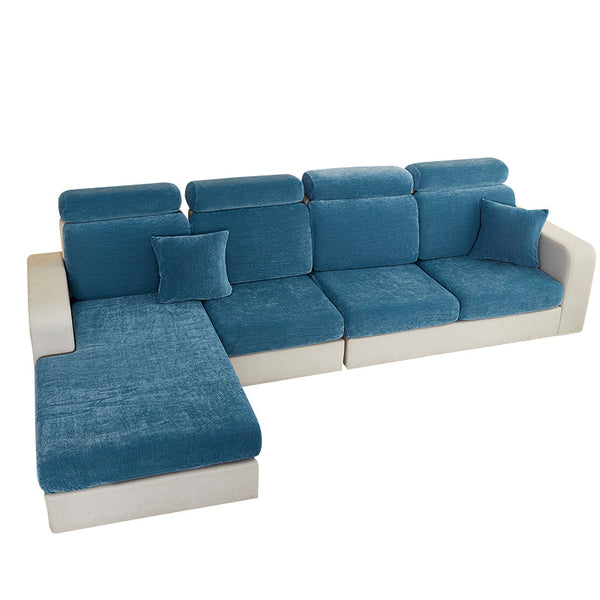 Sofa Cover Dark Blue L Shape Polyester Chenille Thick Stretchable Slipcover Extra Large Slipcovers