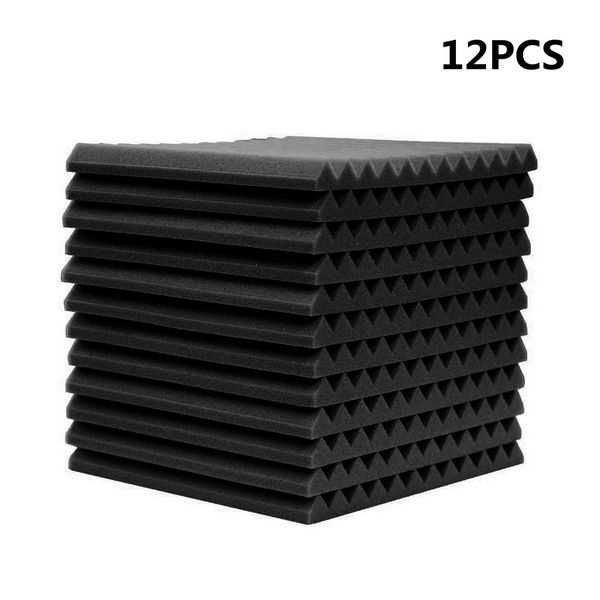 12Pcs Black Acoustic Foam Soundproof Studio Absorbing Panels 30X30x2.5Cm Other Pro Audio