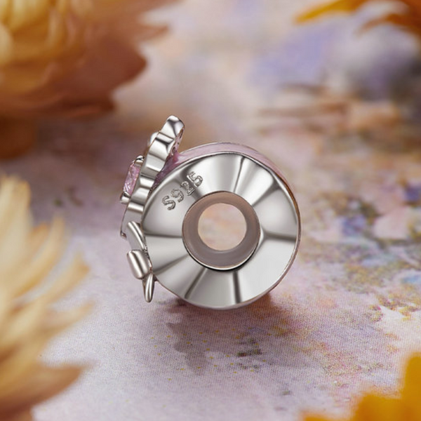 Veile Studios Silver Charm Pink Butterfly Diy Silicone Positioning Bracelet With Beads Bracelets